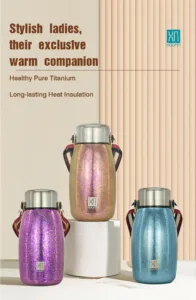 Portable titanium thermos bottle