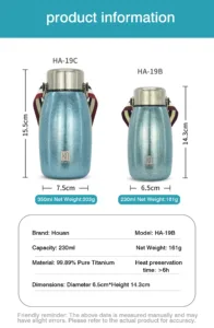 Portable titanium thermos bottle
