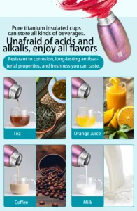 Portable titanium thermos bottle