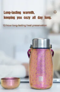Portable titanium thermos bottle