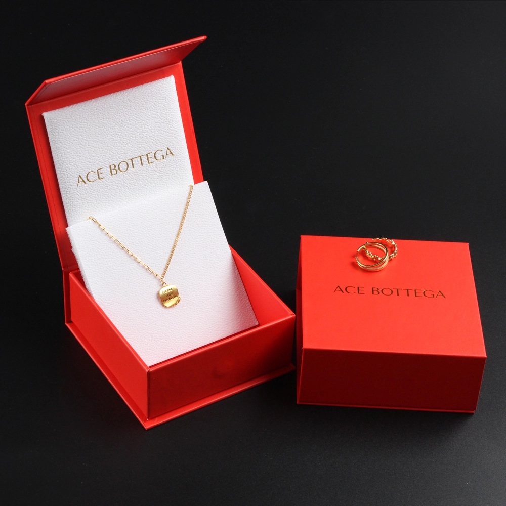 Red jewelry gift box with necklace